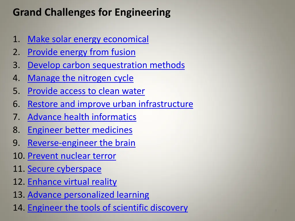 grand challenges for engineering