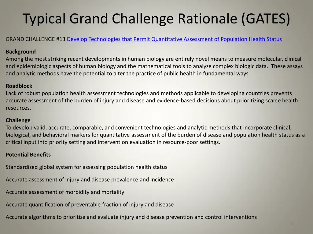 typical grand challenge rationale gates