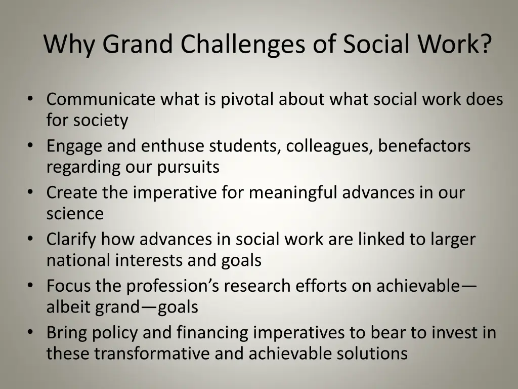 why grand challenges of social work