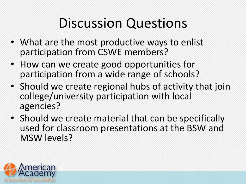 discussion questions what are the most productive