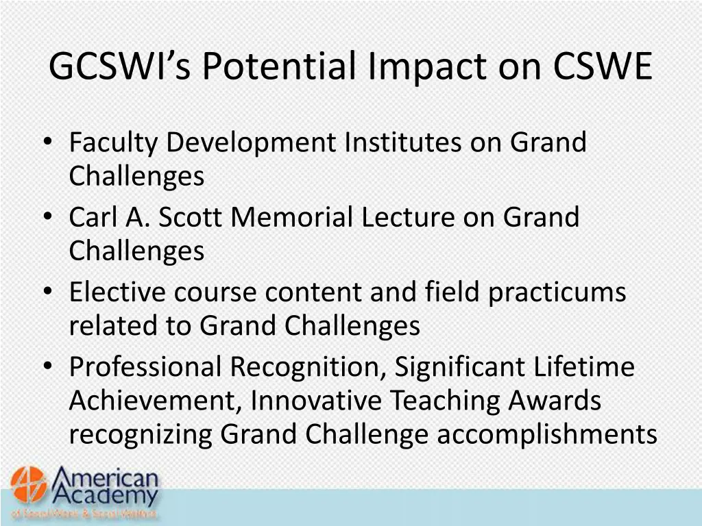 gcswi s potential impact on cswe