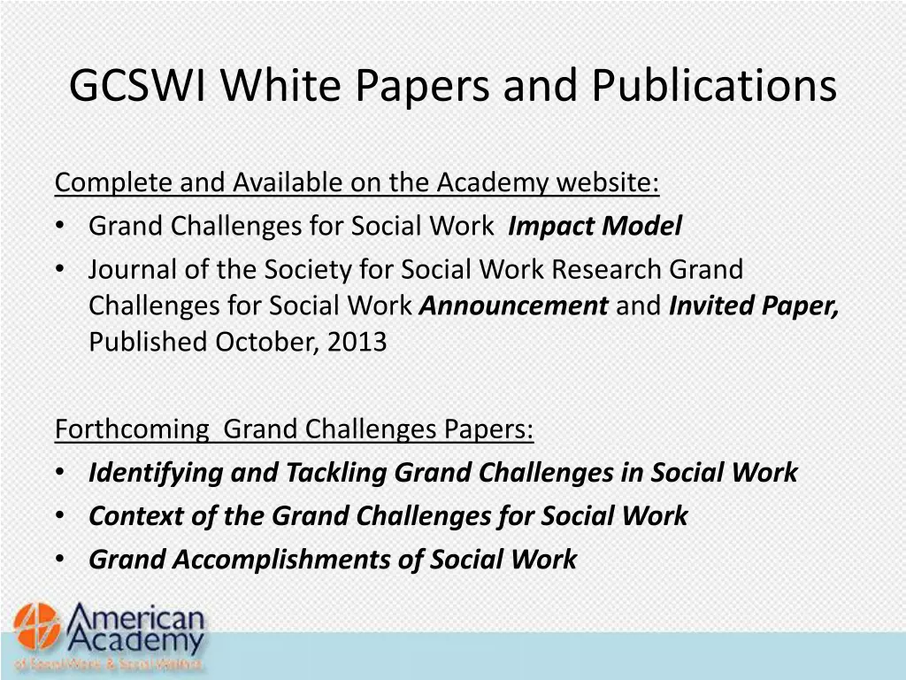 gcswi white papers and publications