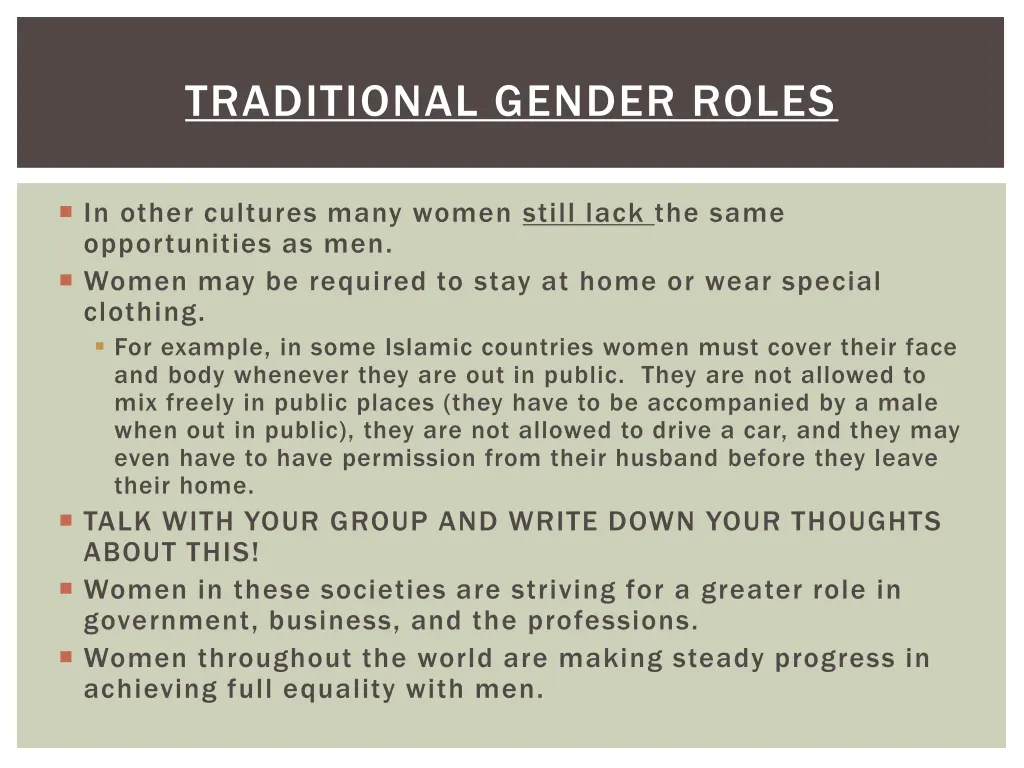 traditional gender roles