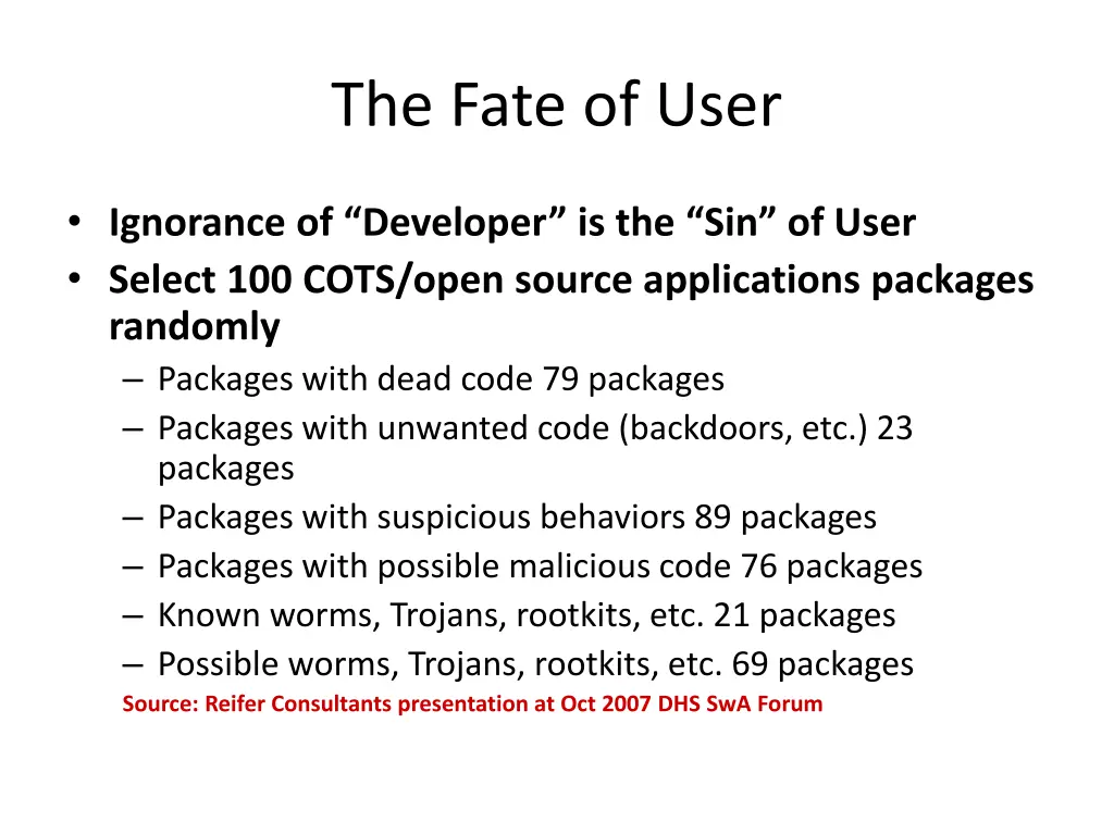 the fate of user