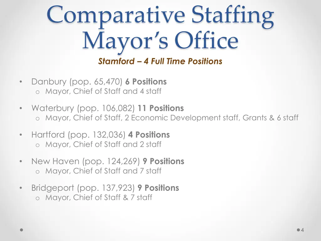 comparative staffing mayor s office stamford