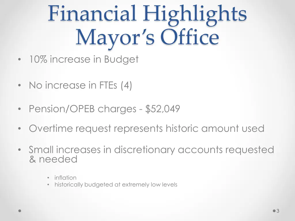 financial highlights mayor s office 10 increase