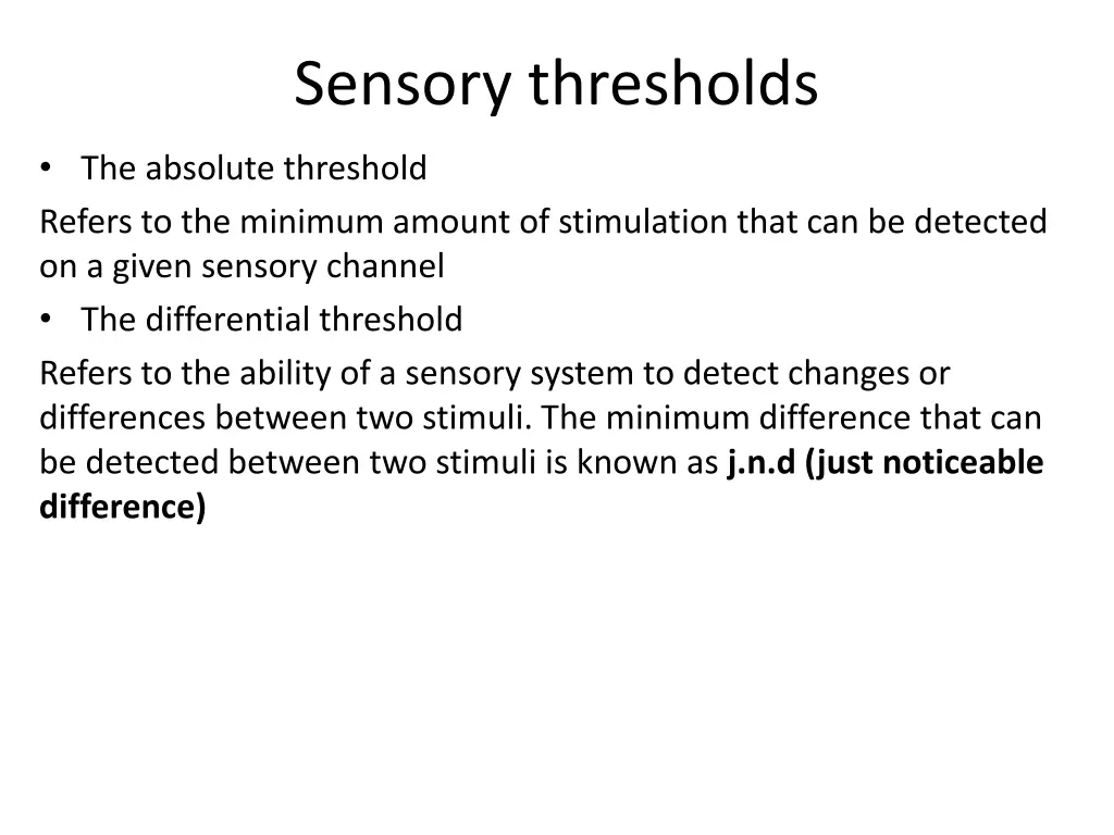 sensory thresholds