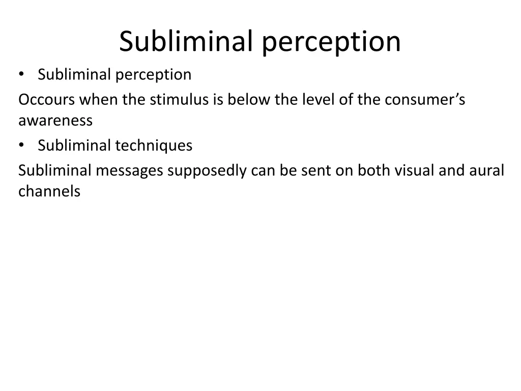 subliminal perception subliminal perception