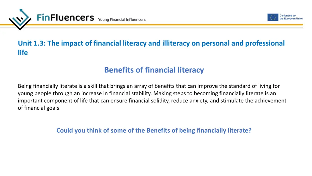 unit 1 3 the impact of financial literacy 2