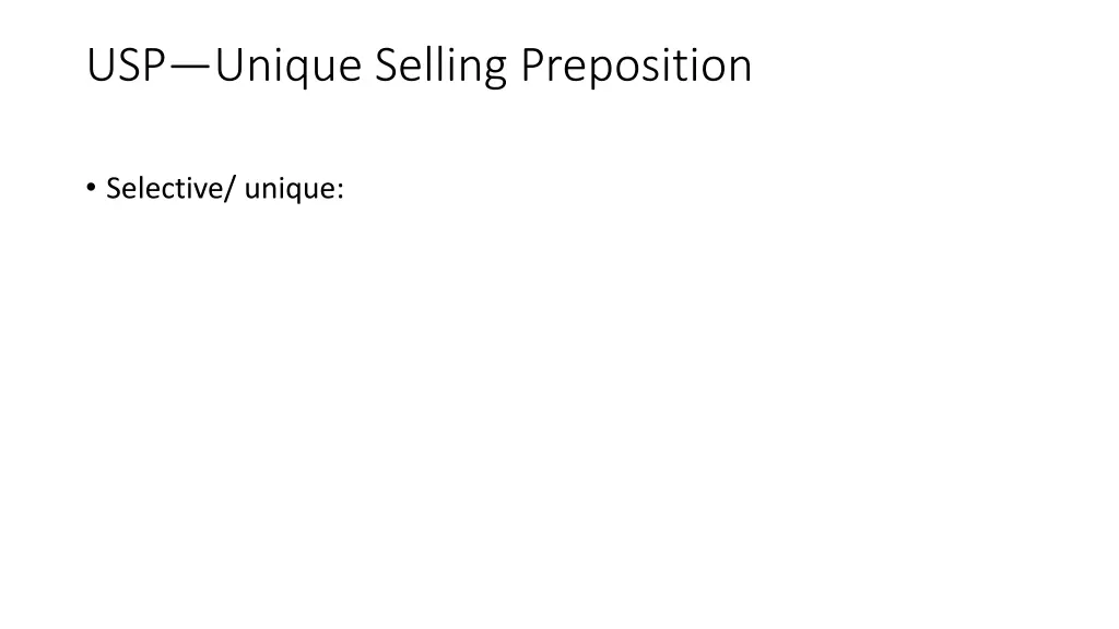 usp unique selling preposition