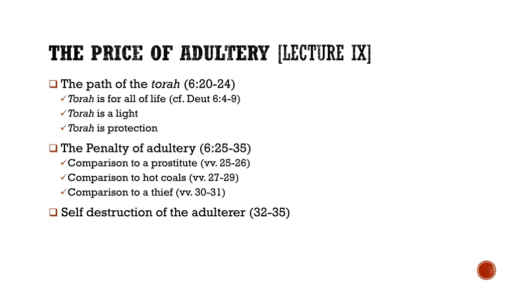 the price of adultery lecture ix