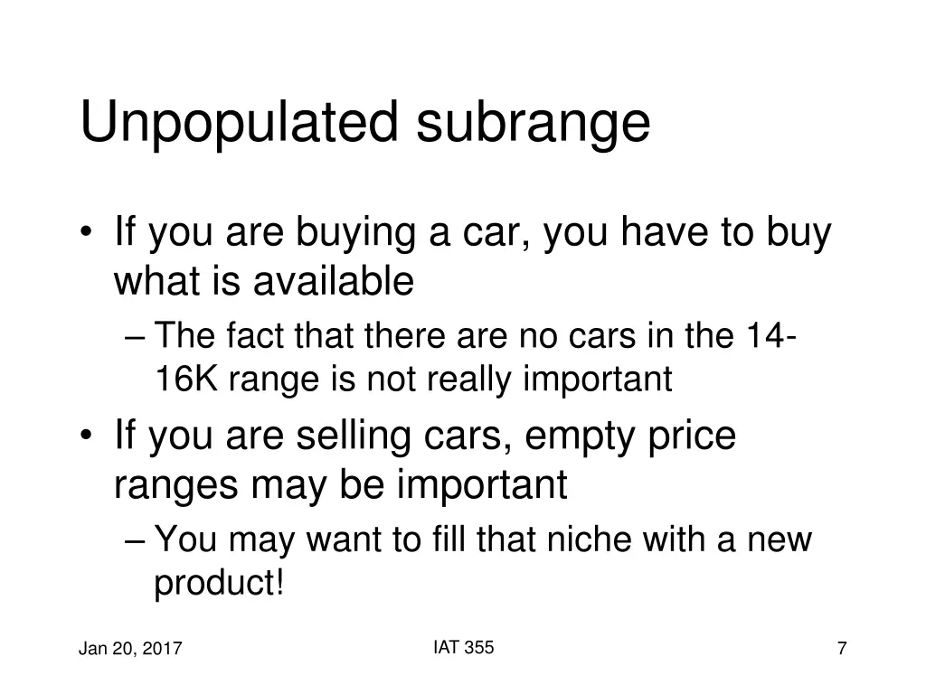 unpopulated subrange