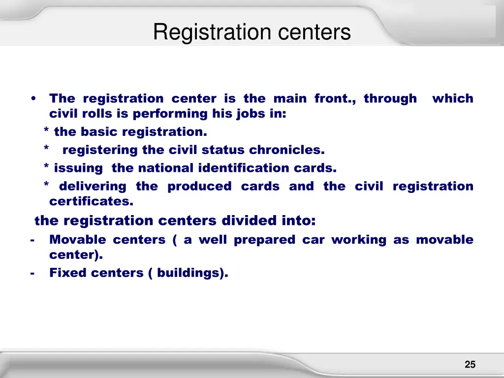 registration centers