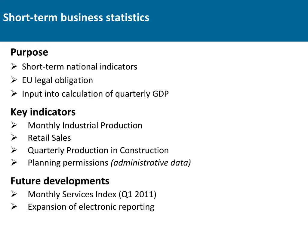 short term business statistics