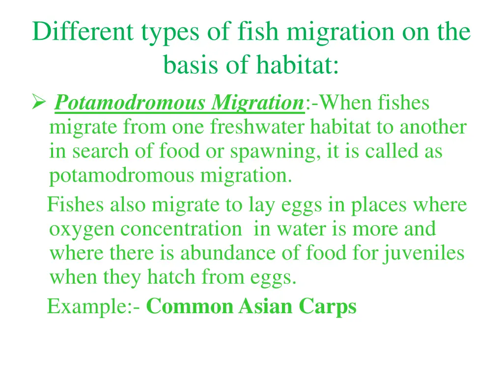 different types of fish migration on the basis