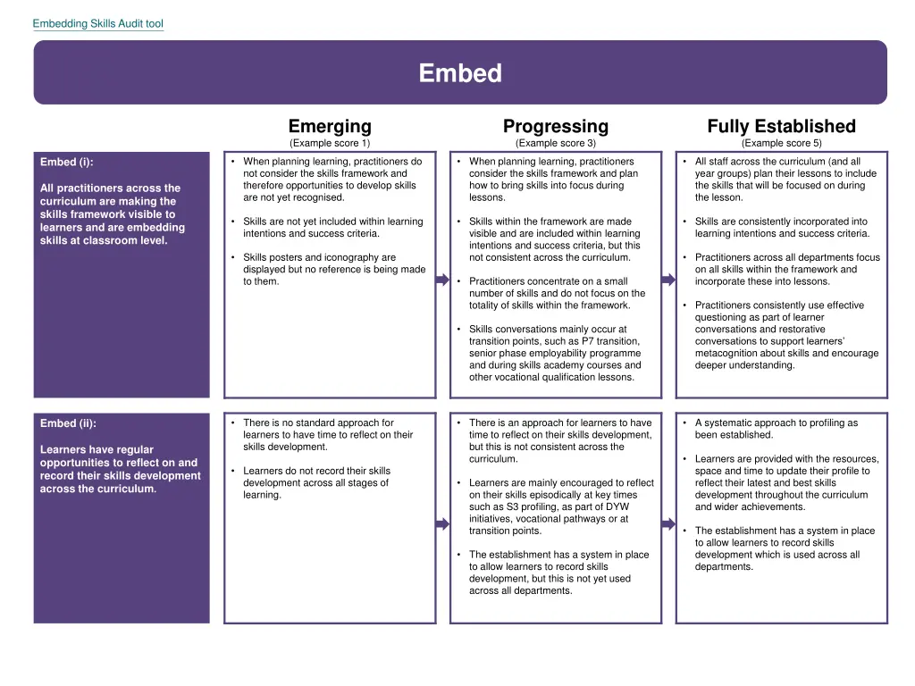 embedding skills audit tool 3