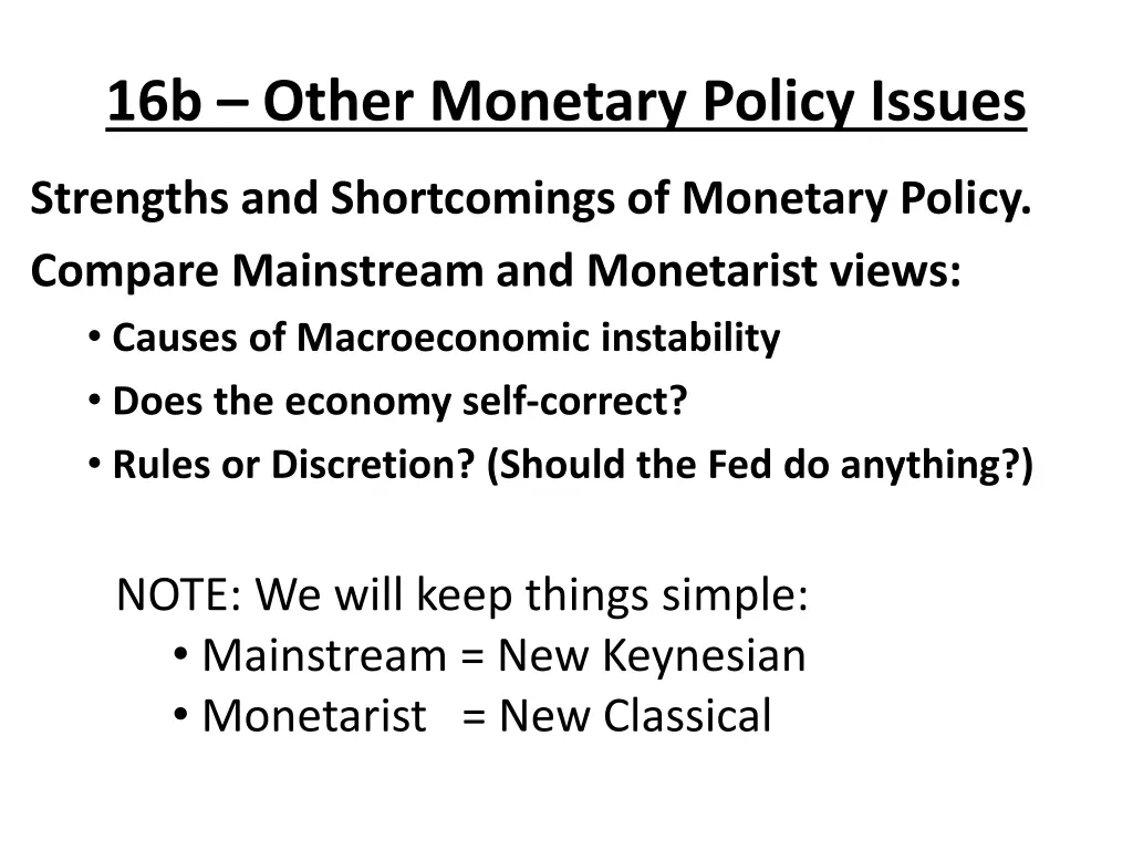 16b other monetary policy issues 1