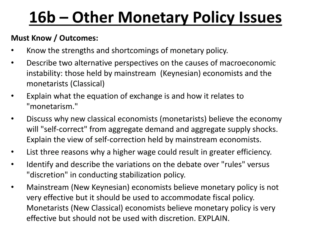 16b other monetary policy issues 2