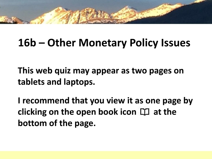 16b other monetary policy issues