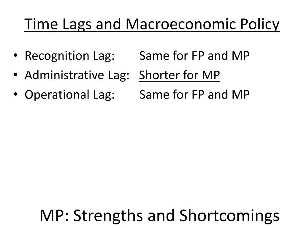 time lags and macroeconomic policy