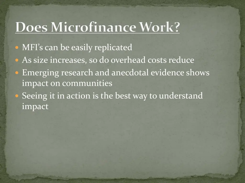 does microfinance work