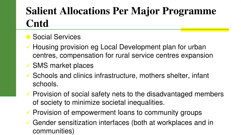 salient allocations per major programme cntd 3