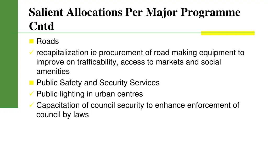 salient allocations per major programme cntd 4