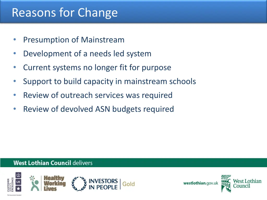 reasons for change