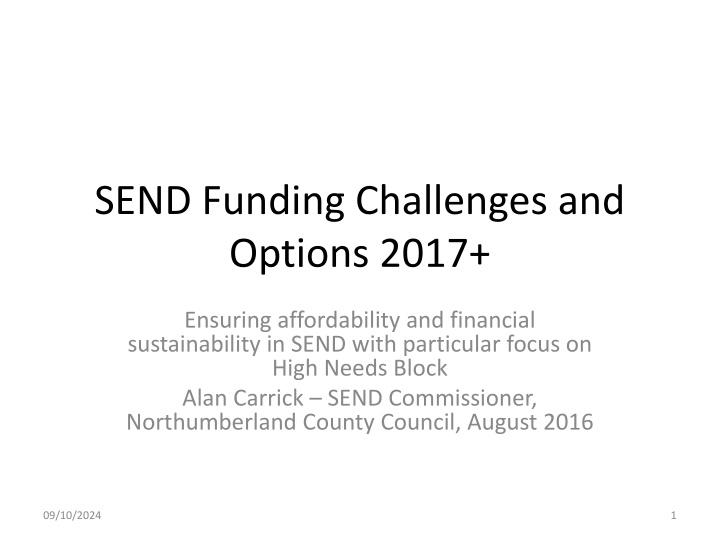 send funding challenges and options 2017