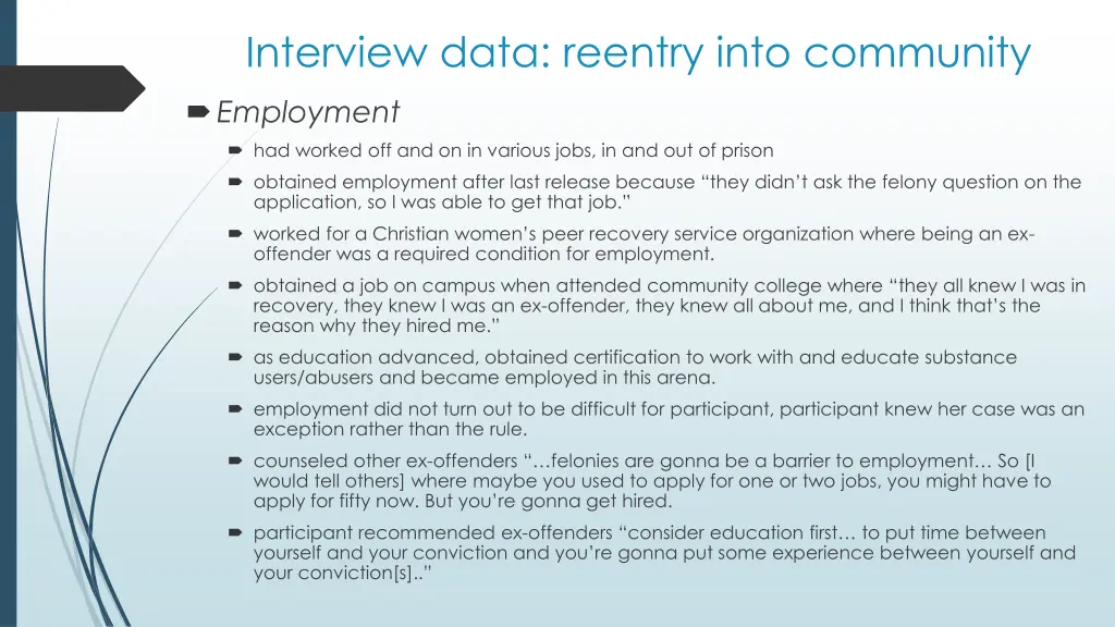 interview data reentry into community