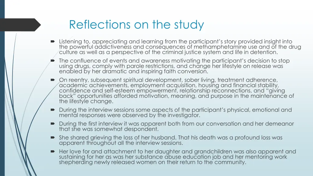 reflections on the study