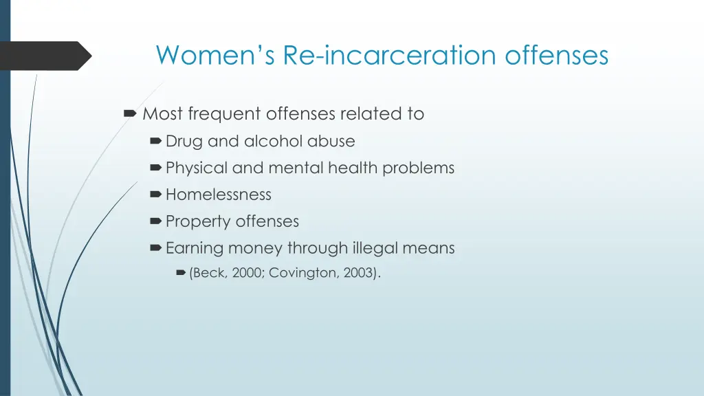 women s re incarceration offenses