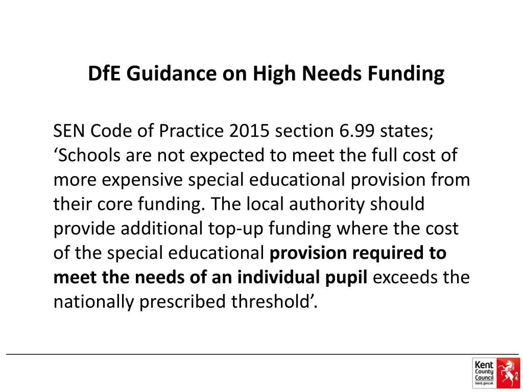 dfe guidance on high needs funding