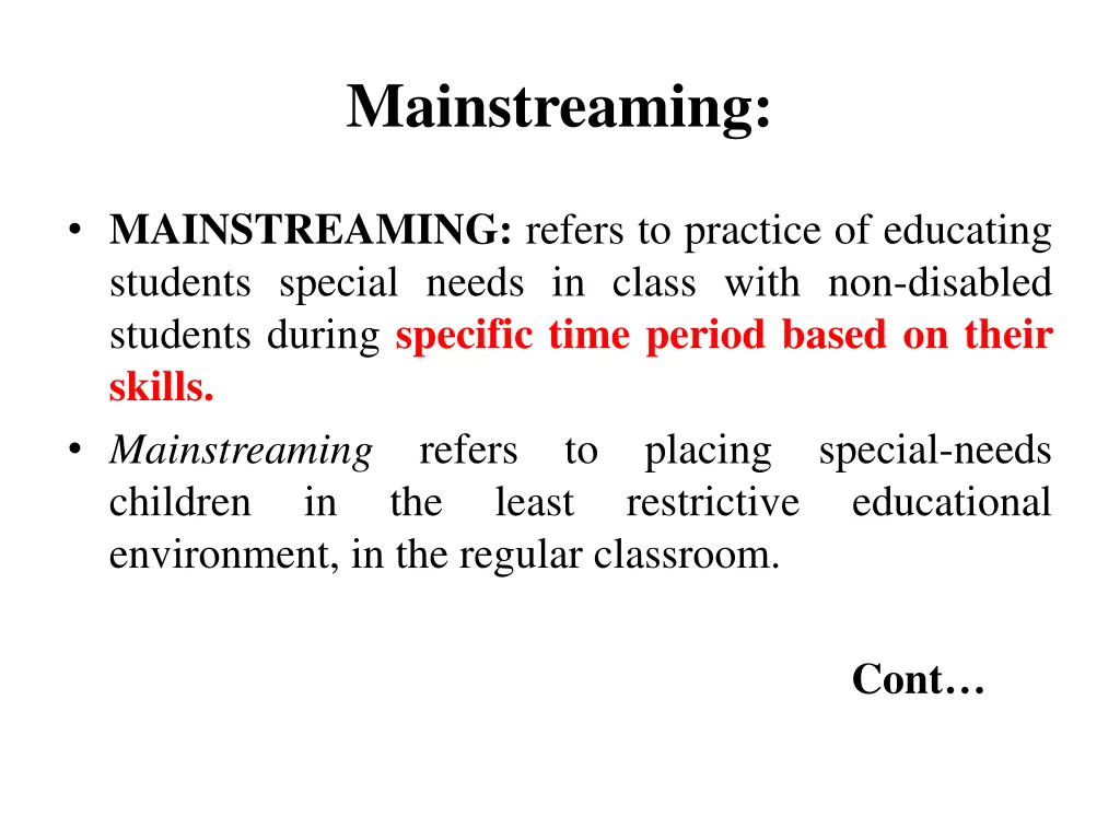 mainstreaming