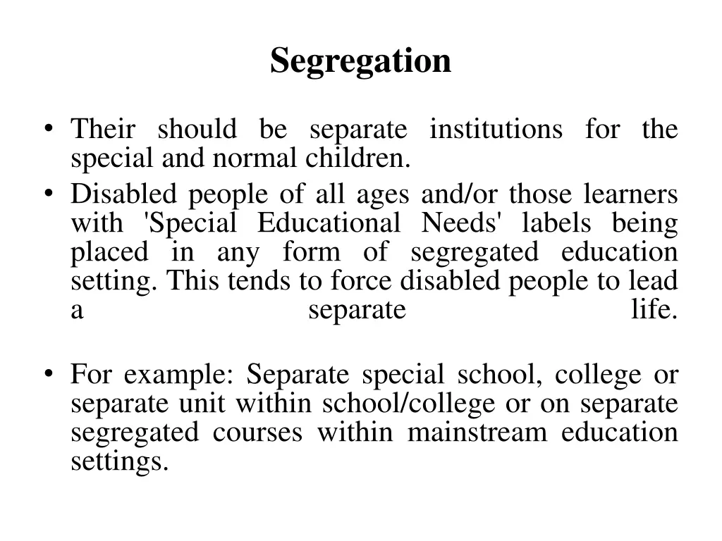 segregation