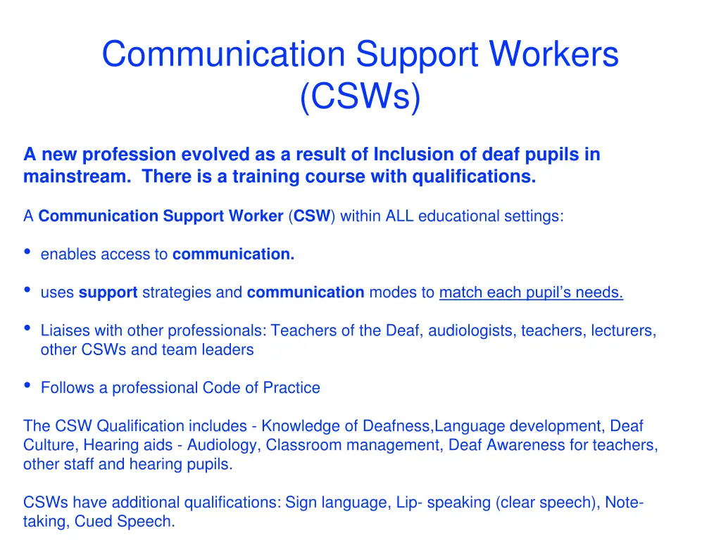 communication support workers csws