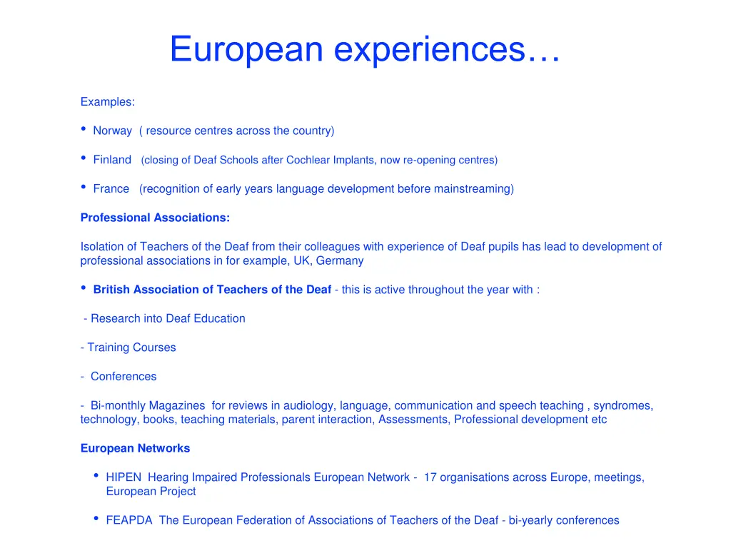 european experiences