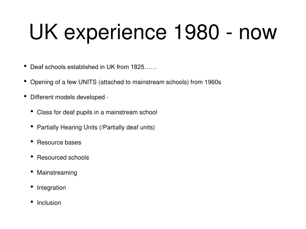 uk experience 1980 now