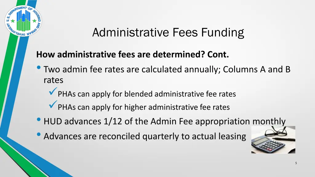 administrative fees funding 1