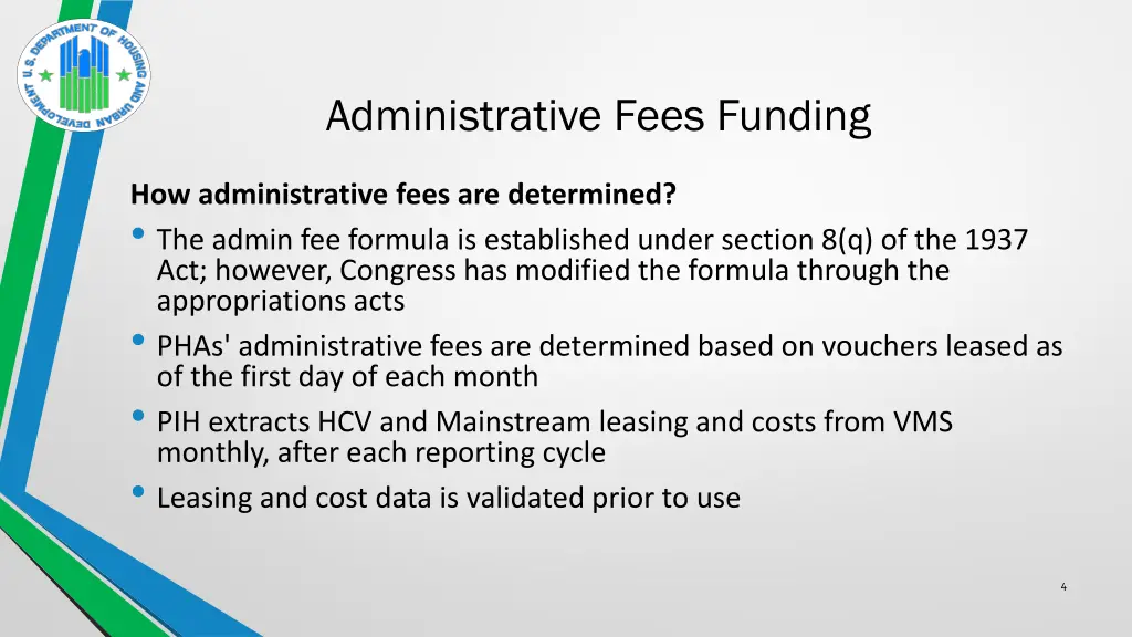 administrative fees funding