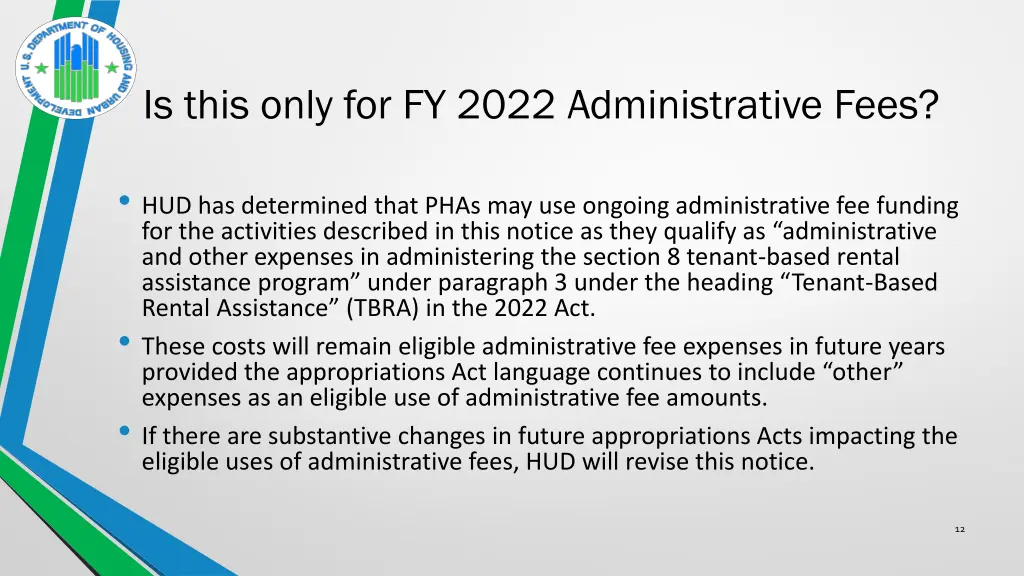 is this only for fy 2022 administrative fees