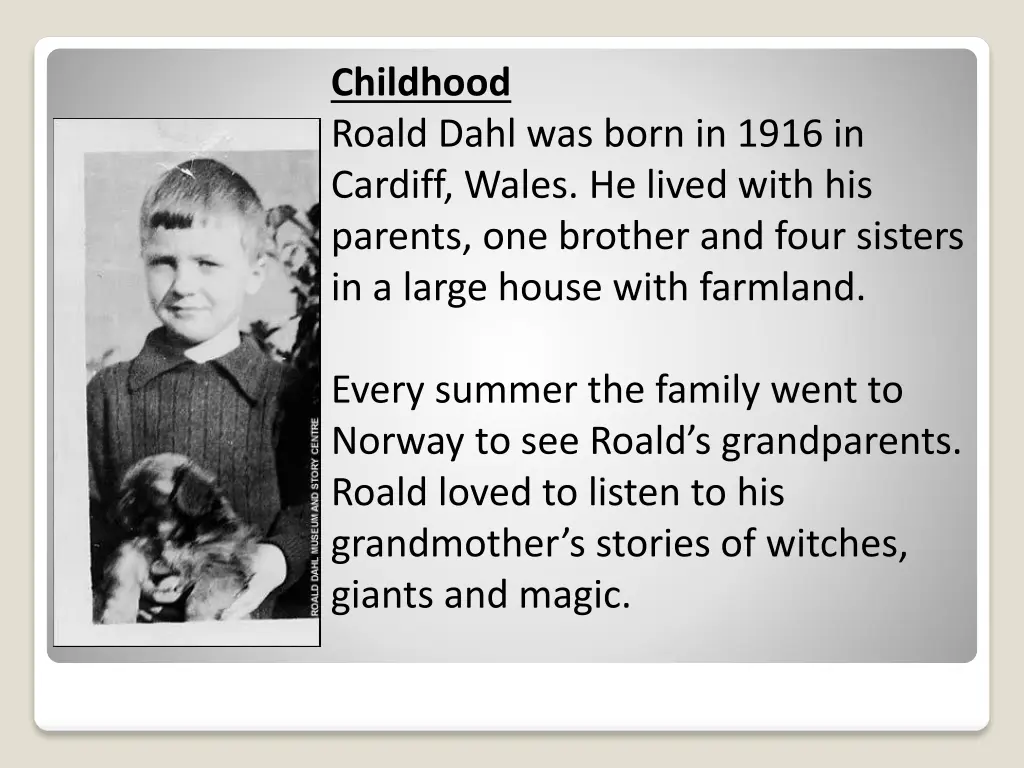 childhood roald dahl was born in 1916 in cardiff