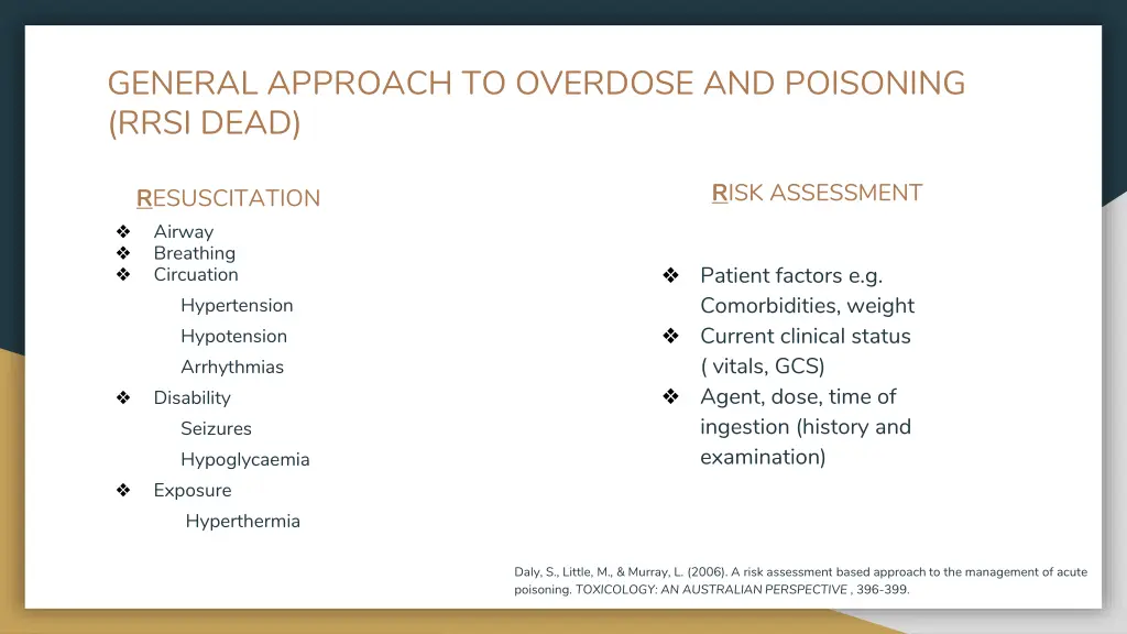 general approach to overdose and poisoning rrsi