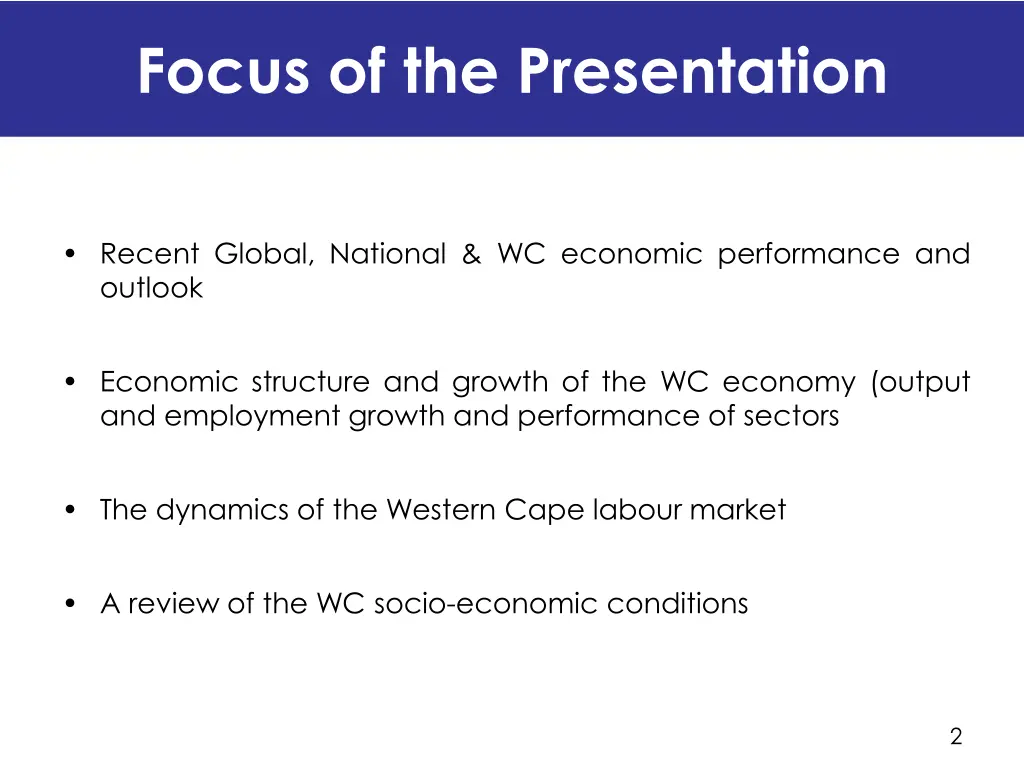 focus of the presentation