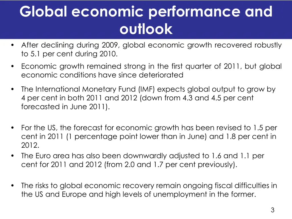 global economic performance and outlook after