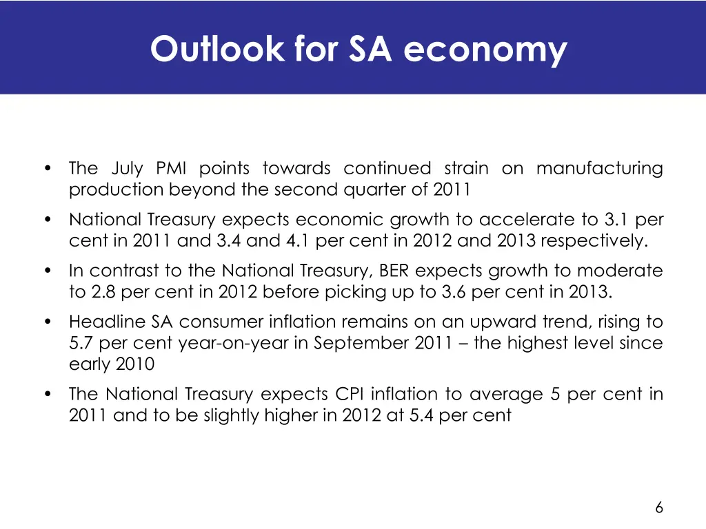 outlook for sa economy