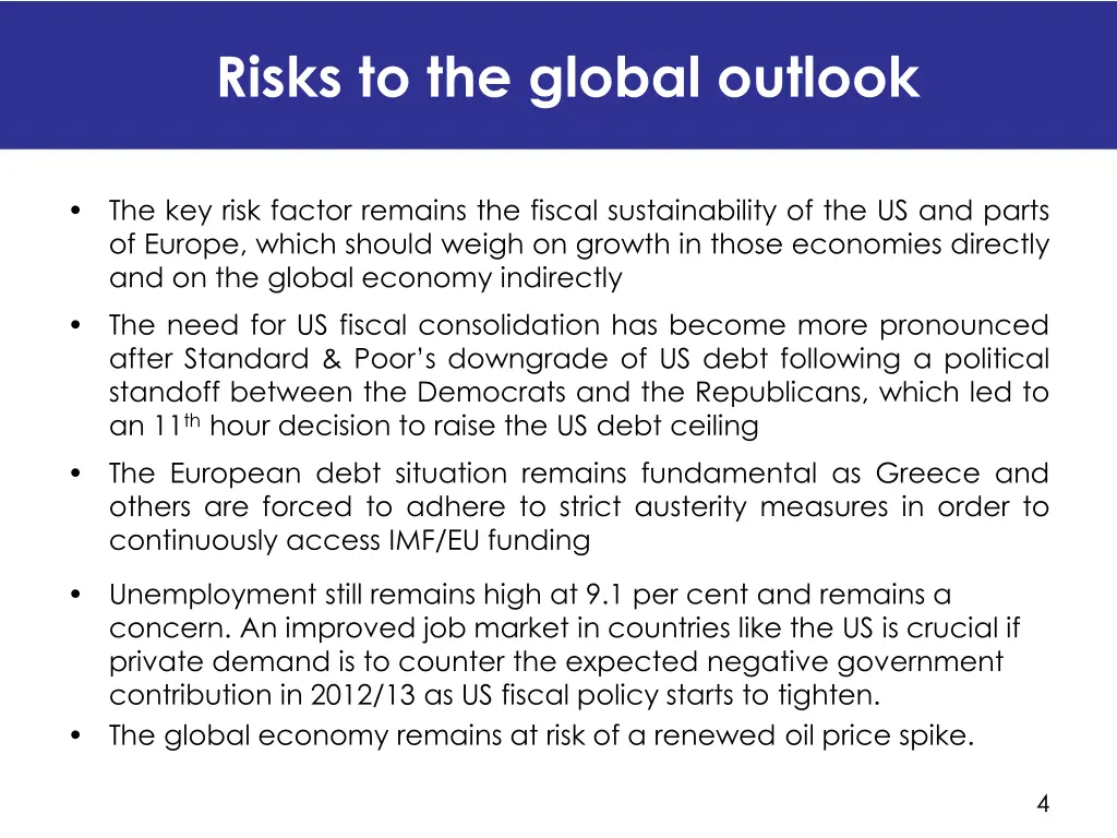 risks to the global outlook