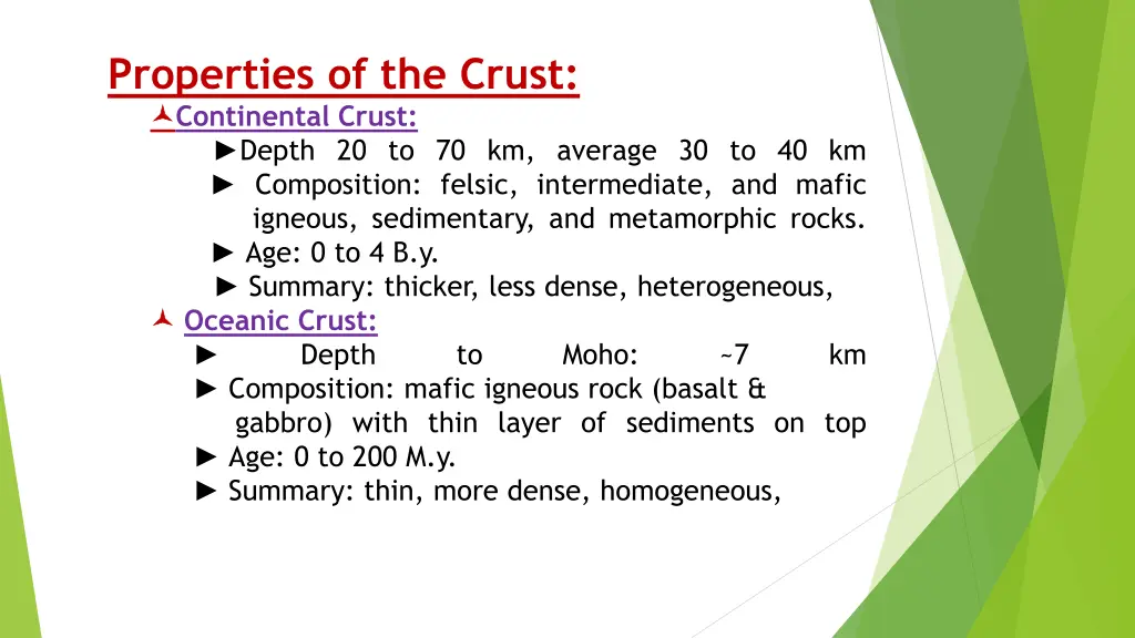 properties of the crust continental crust