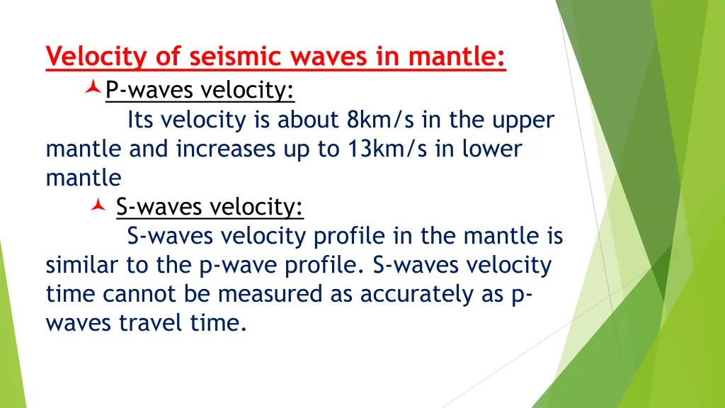 velocity of seismic waves in mantle p waves