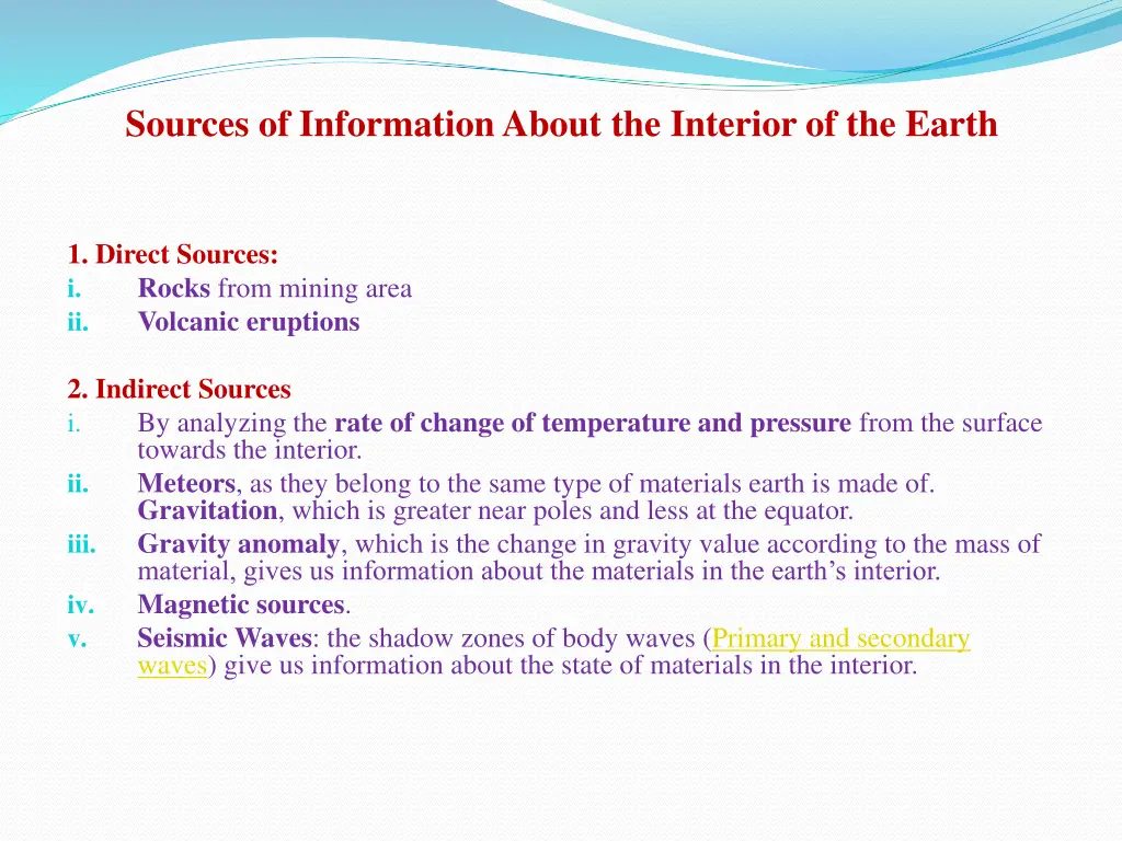 sources of information about the interior